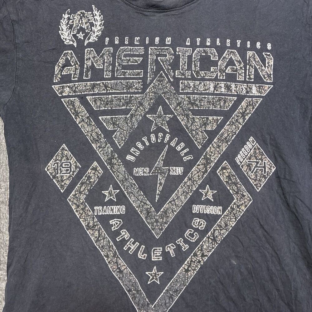 American Fighter Mens Large Training T Shirt UFC MMA Gym Workout Black‎ Y2K